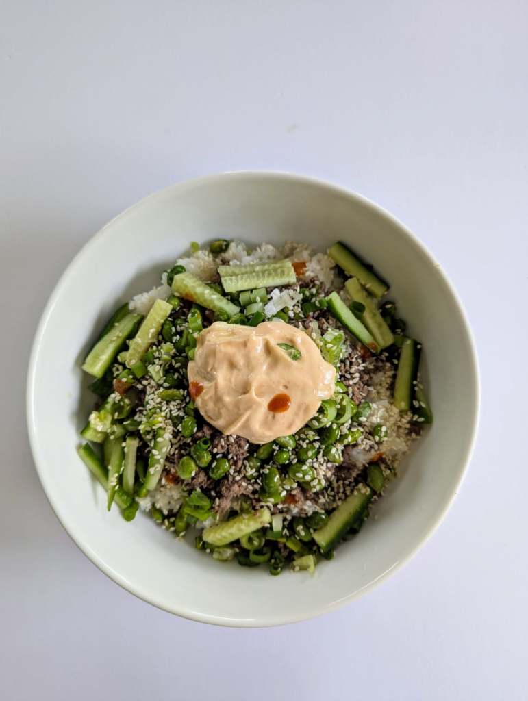 Korean ground beef and rice bowl
