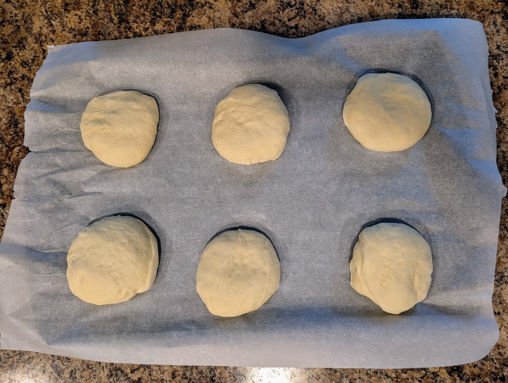 Sourdough discard hamburger buns during second rise