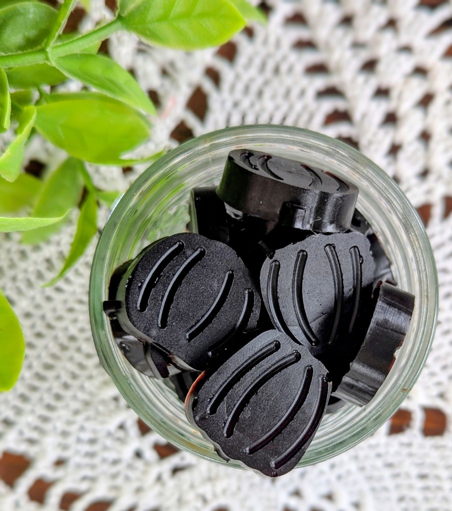 Elderberry gummies on a farmhouse table