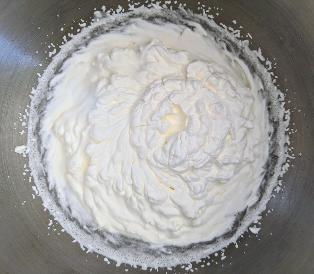 Healthy whipped cream with stiff peaks