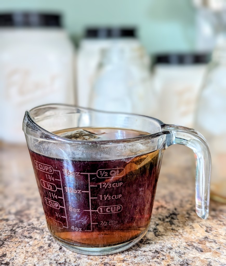 Steeping Earl Grey tea for Iced London Fog recipe