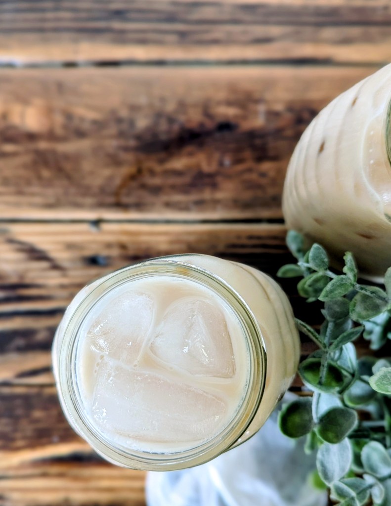 Iced london fog recipe on a farmhouse table
