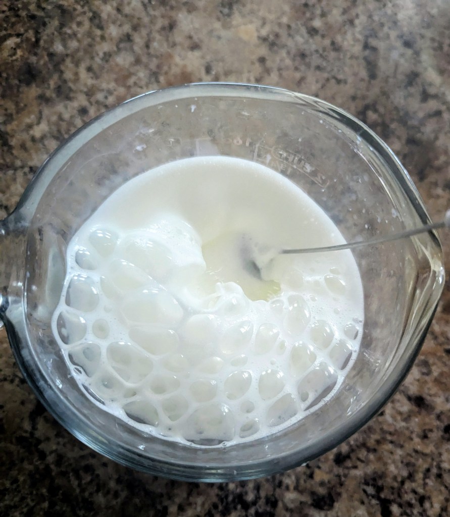 Frothing milk for a london fog drink