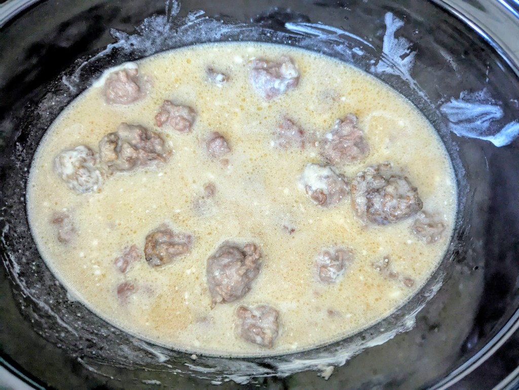 Finished crockpot swedish meatballs