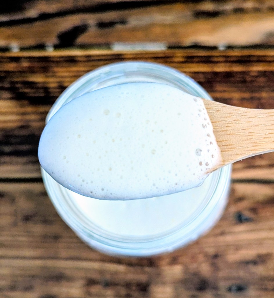 Fluffy coald foam recipe on a farmhouse table