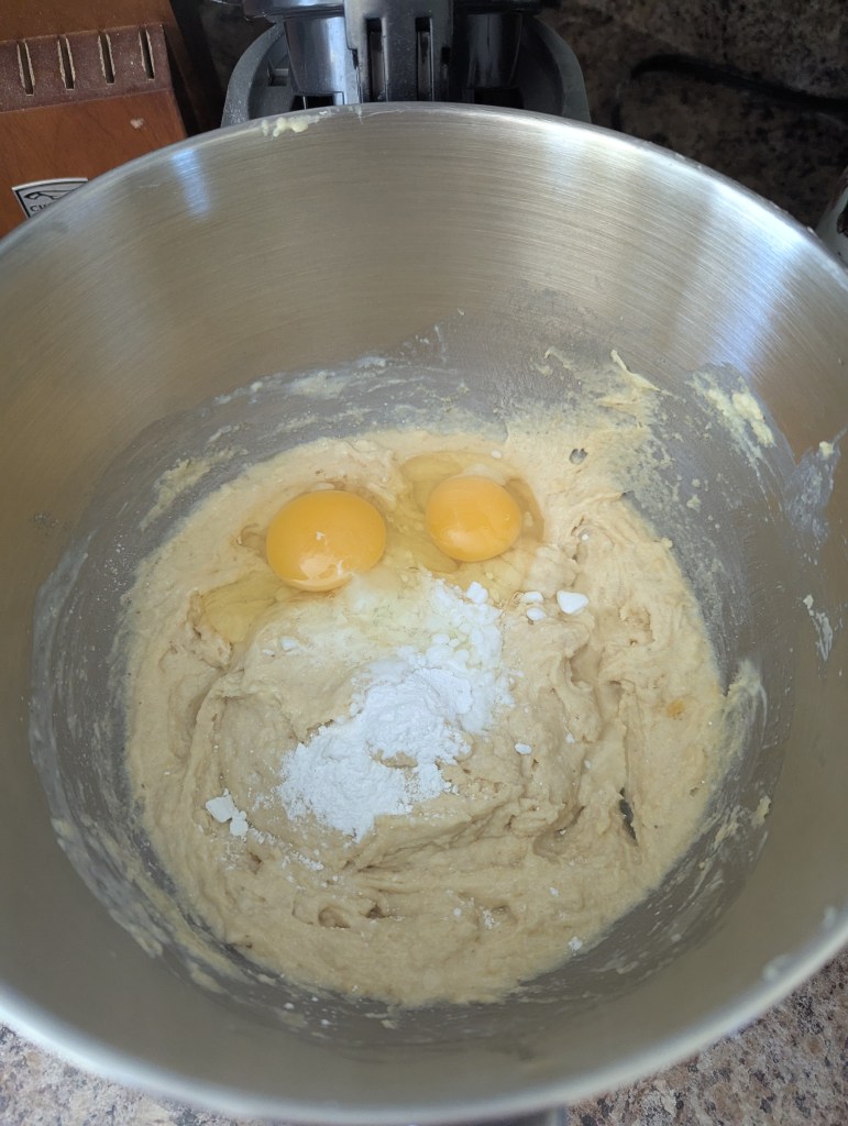 Adding eggs to sourdough cornbread batter