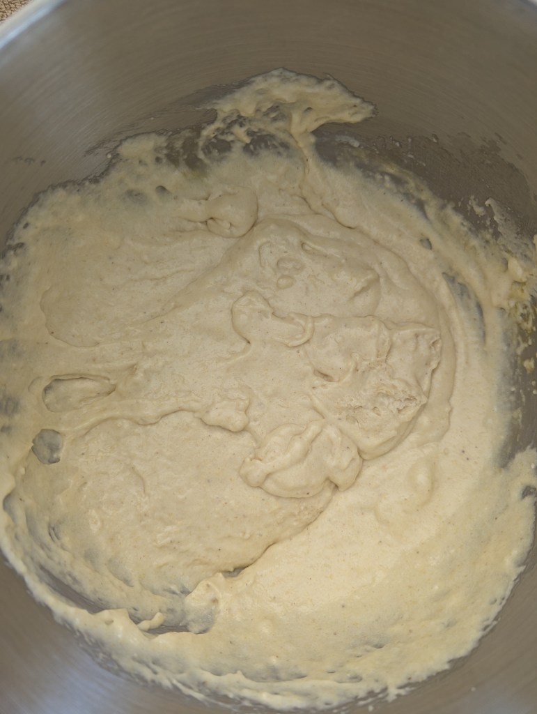 Aerial shot of sourdough cornbread batter