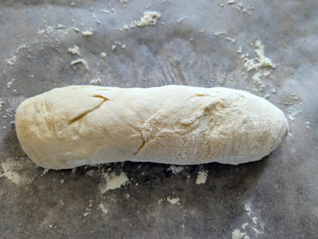 Shaped sourdough French bread before baking