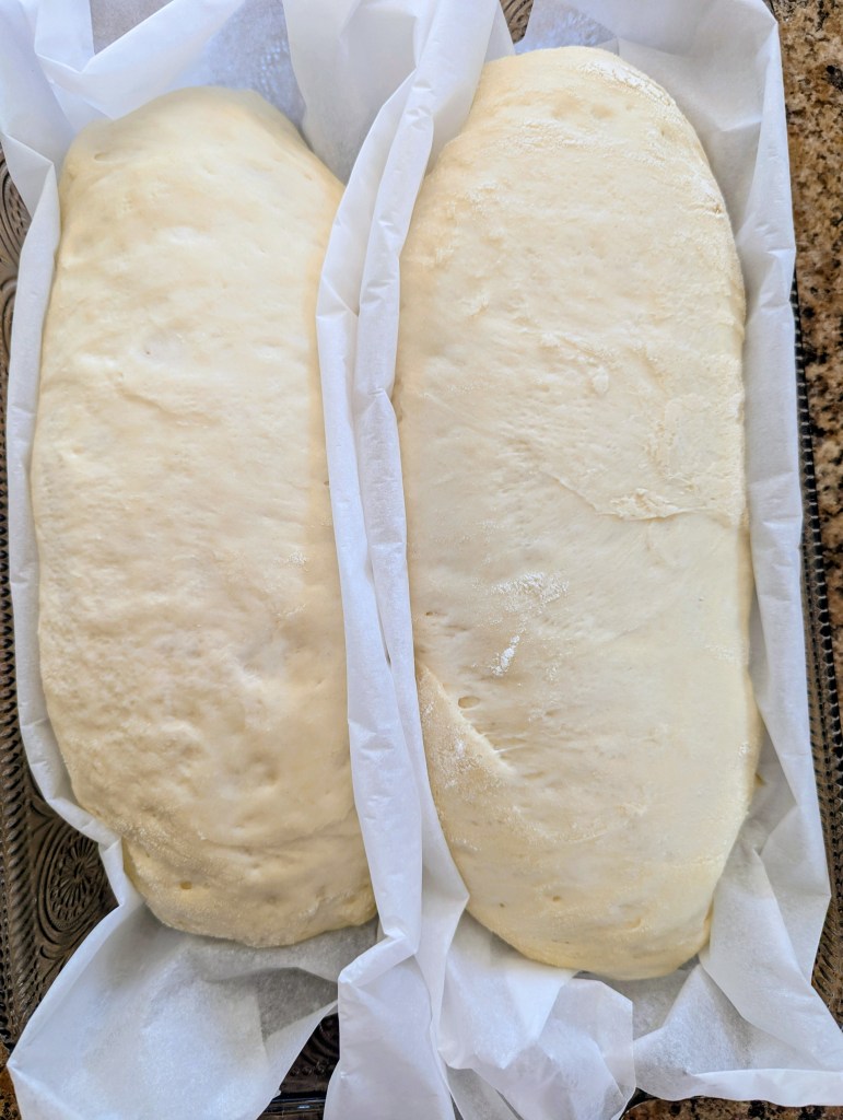 Sourdough French bread after second rise