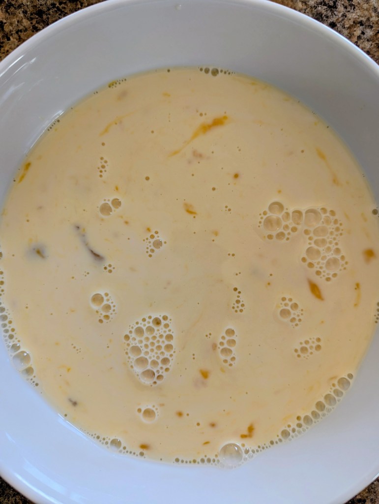 Eggs, milk, and vanilla for sourdough French toast