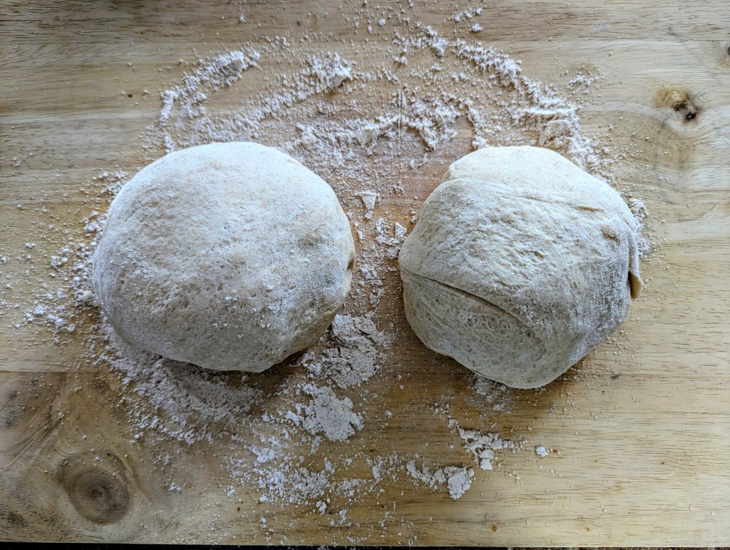 Resting sourdough discard pizza dough balls 