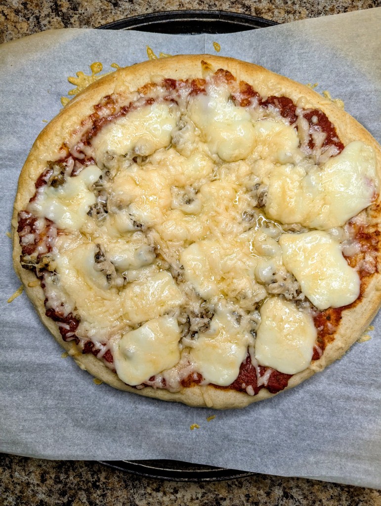 golden sourdough discard pizza dough after cooking