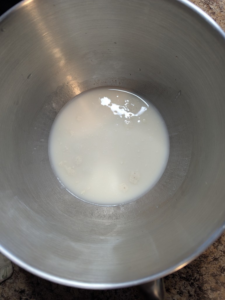 Sourdough starter and water for sourdough pretzel bites
