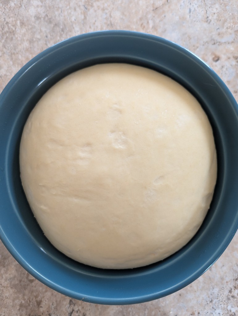 sourdough pretzel bite dough after bulk ferment