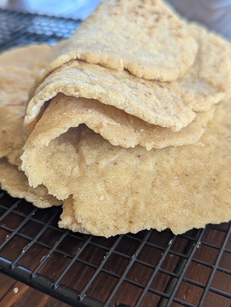 gluten free flour tortillas on wire rack