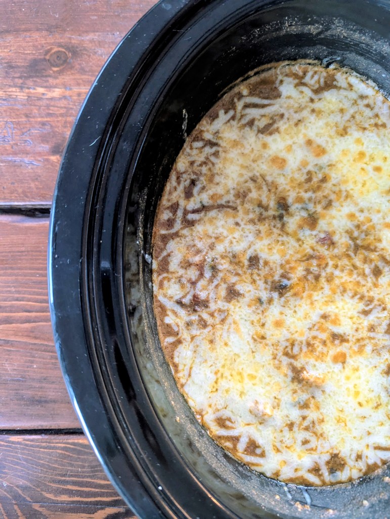 Quinoa enchilada casserole in a slow cooker