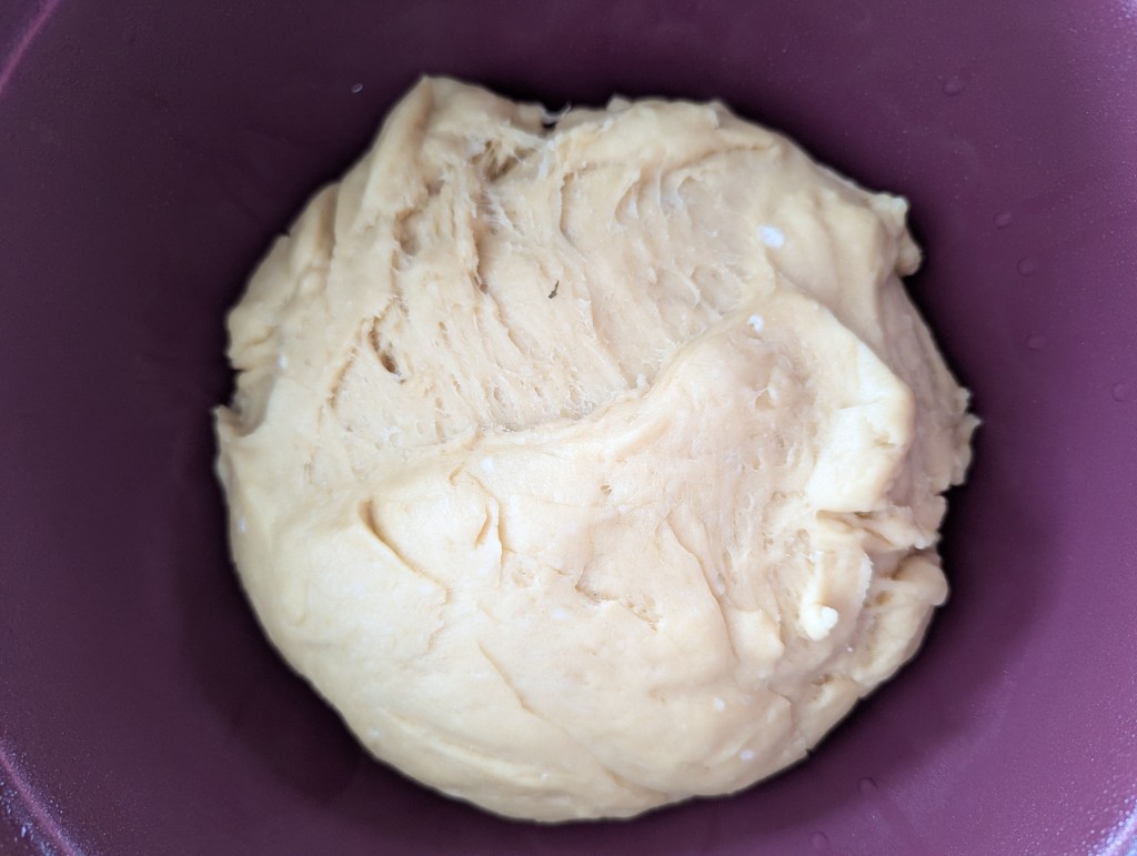 Sourdough discard cinnamon roll dough after bulk ferment