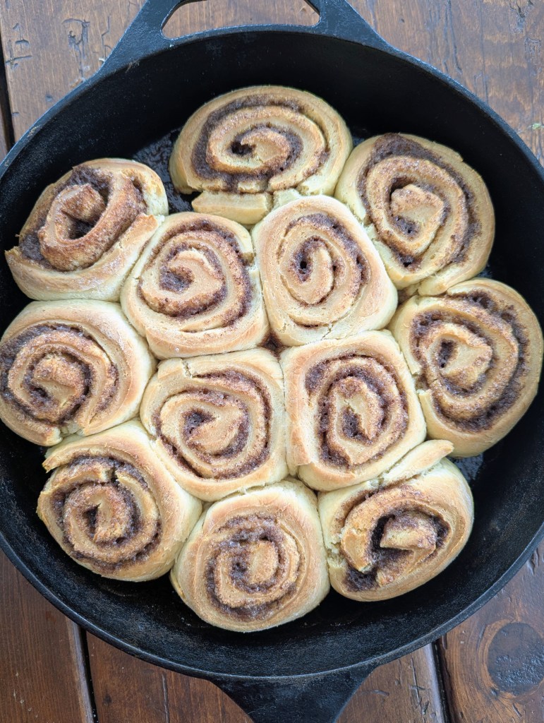 Sourdough discard cinnamon rolls after baking