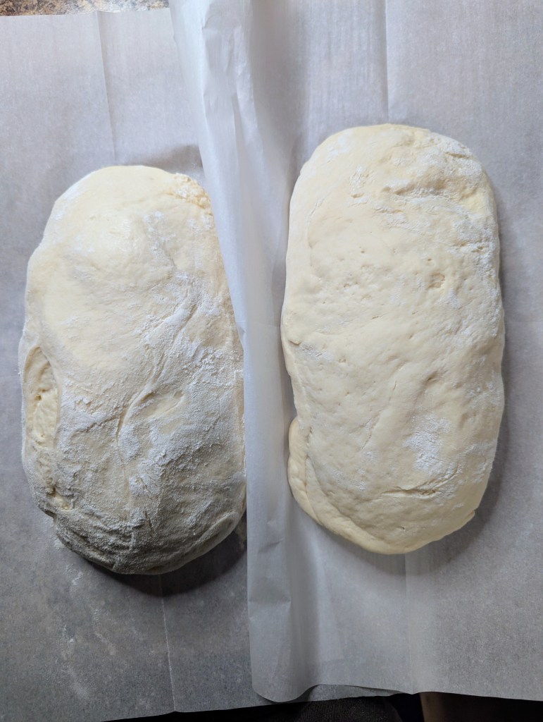 Shaped sourdough sandwich bread before baking