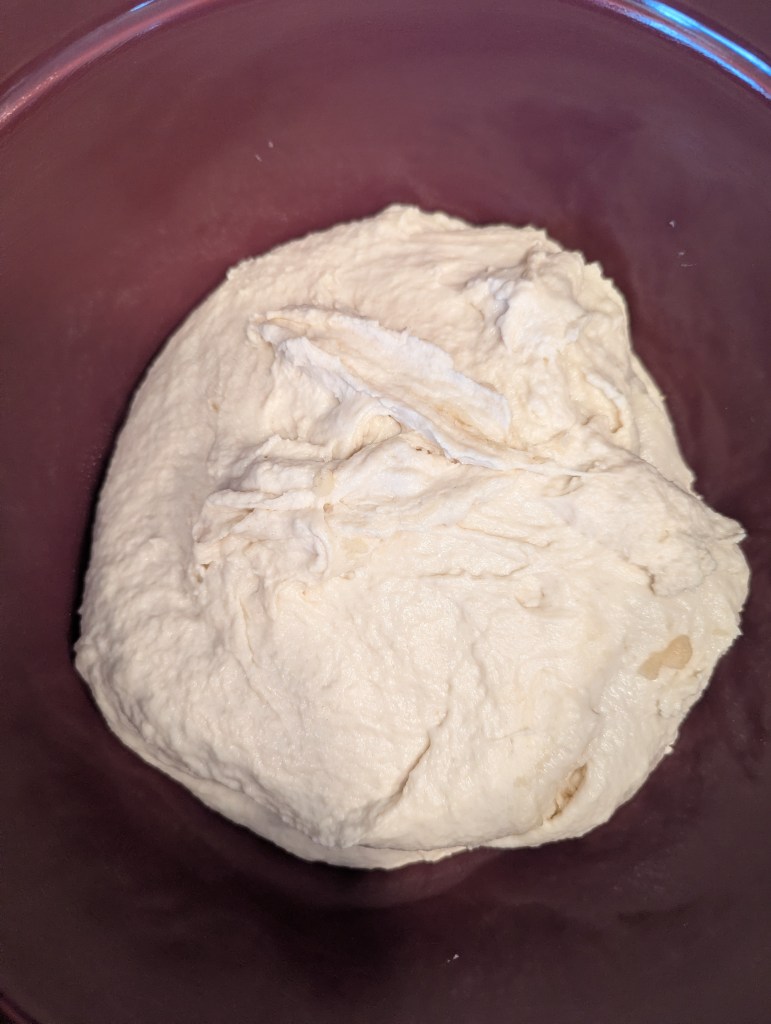 Sourdough focaccia dough before bulk ferment