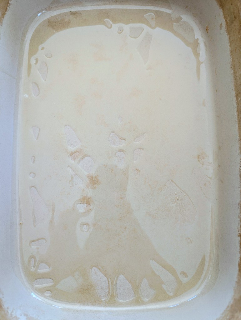 Preparing the pan for sourdough focaccia recipe