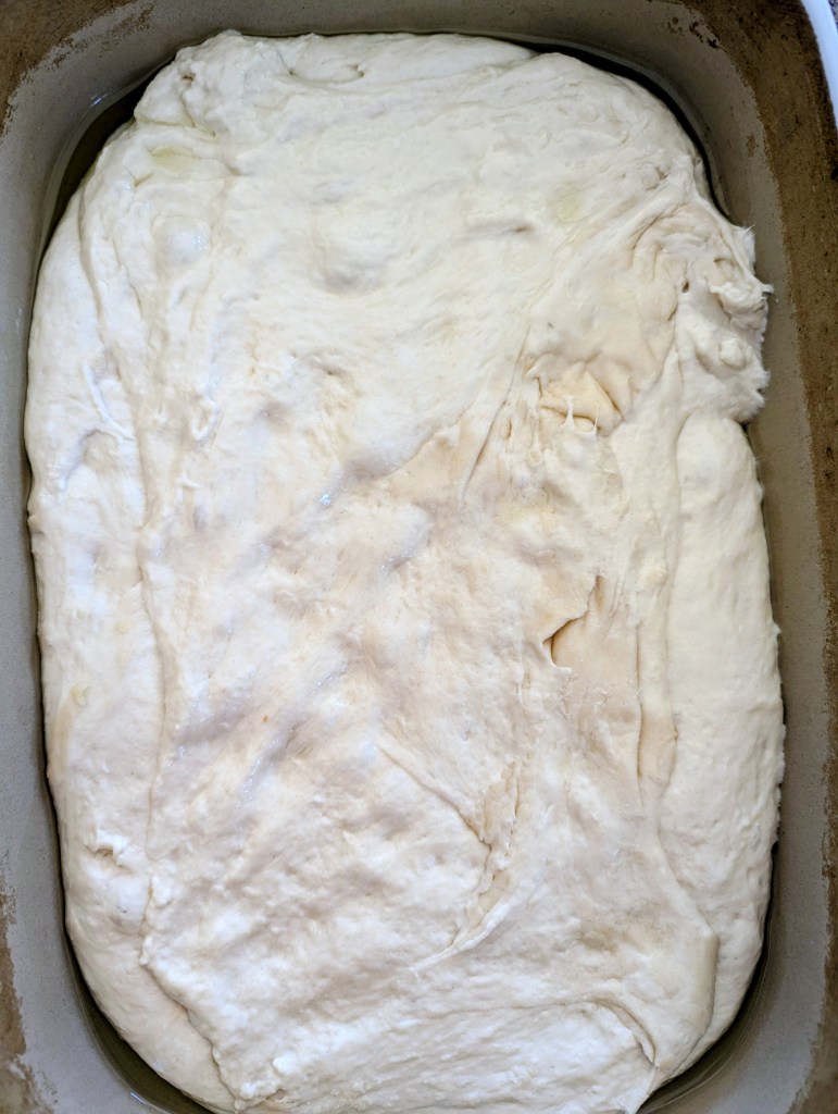 Sourdough focaccia dough before resting