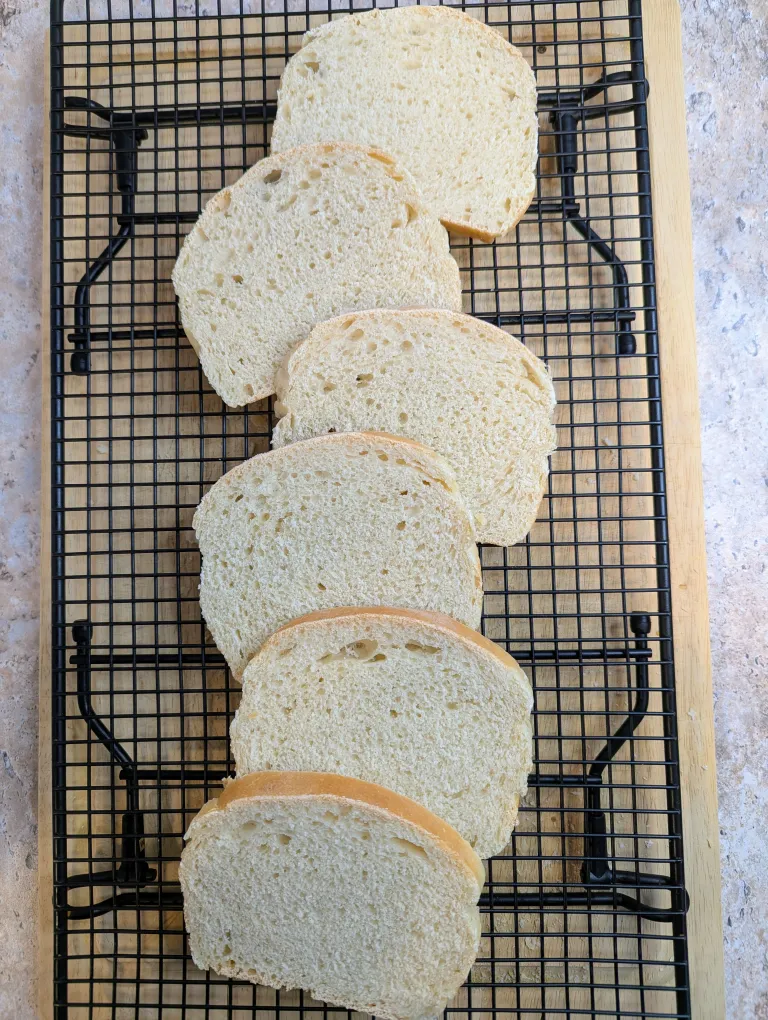 Slices of sourdough discard sandwich bread