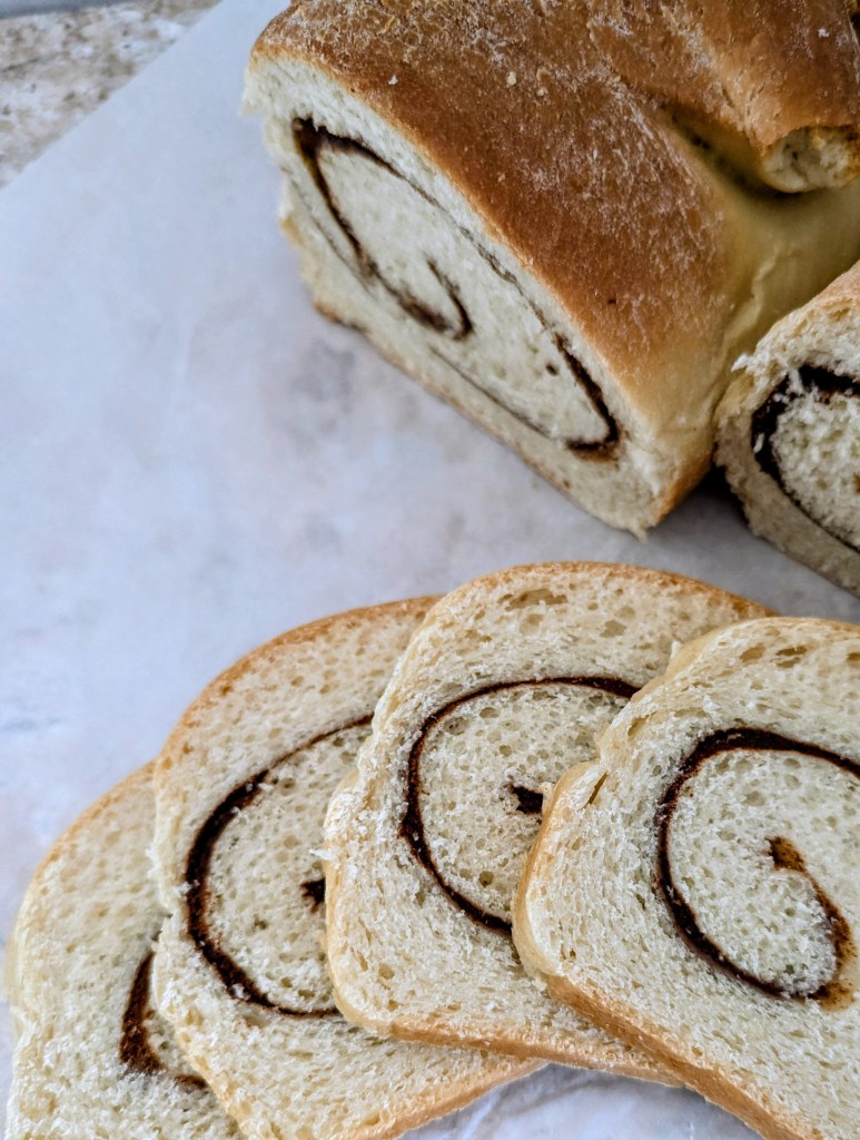 Sliced sourdough cinnamon bread