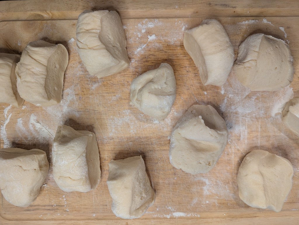 Sourdough discard rolls before shaping