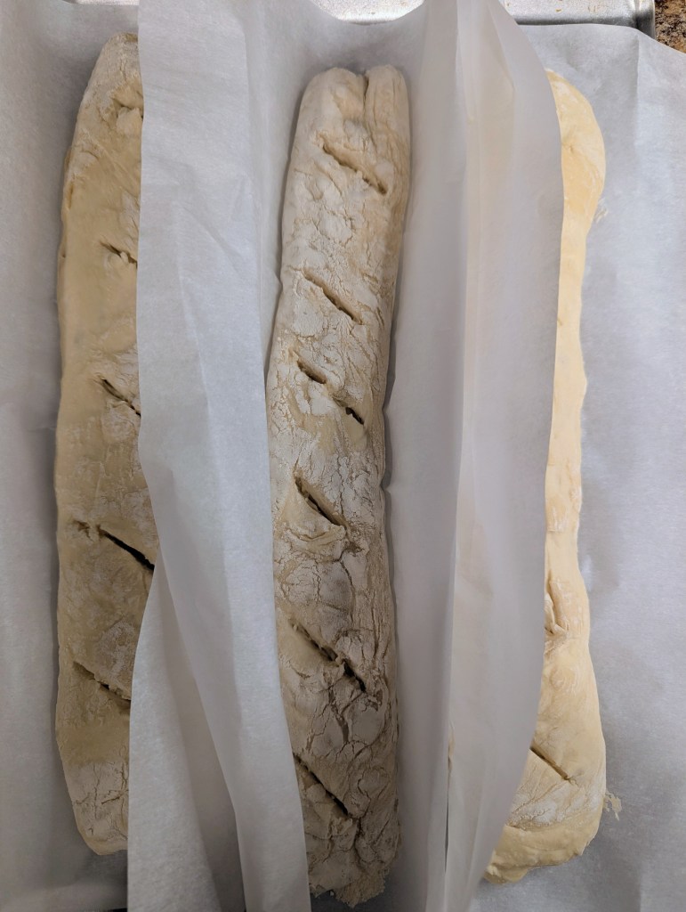 Scoring sourdough baguettes