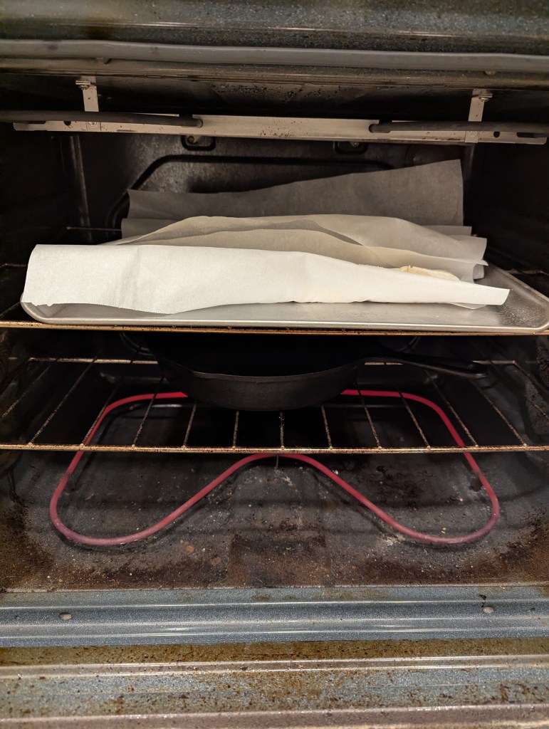 Baking sourdough baguette recipe with steam