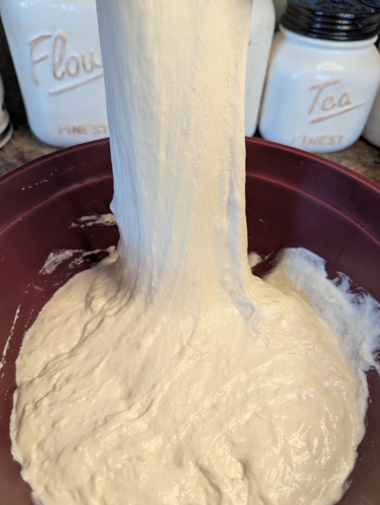 Performing stretch and folds for sourdough ciabatta