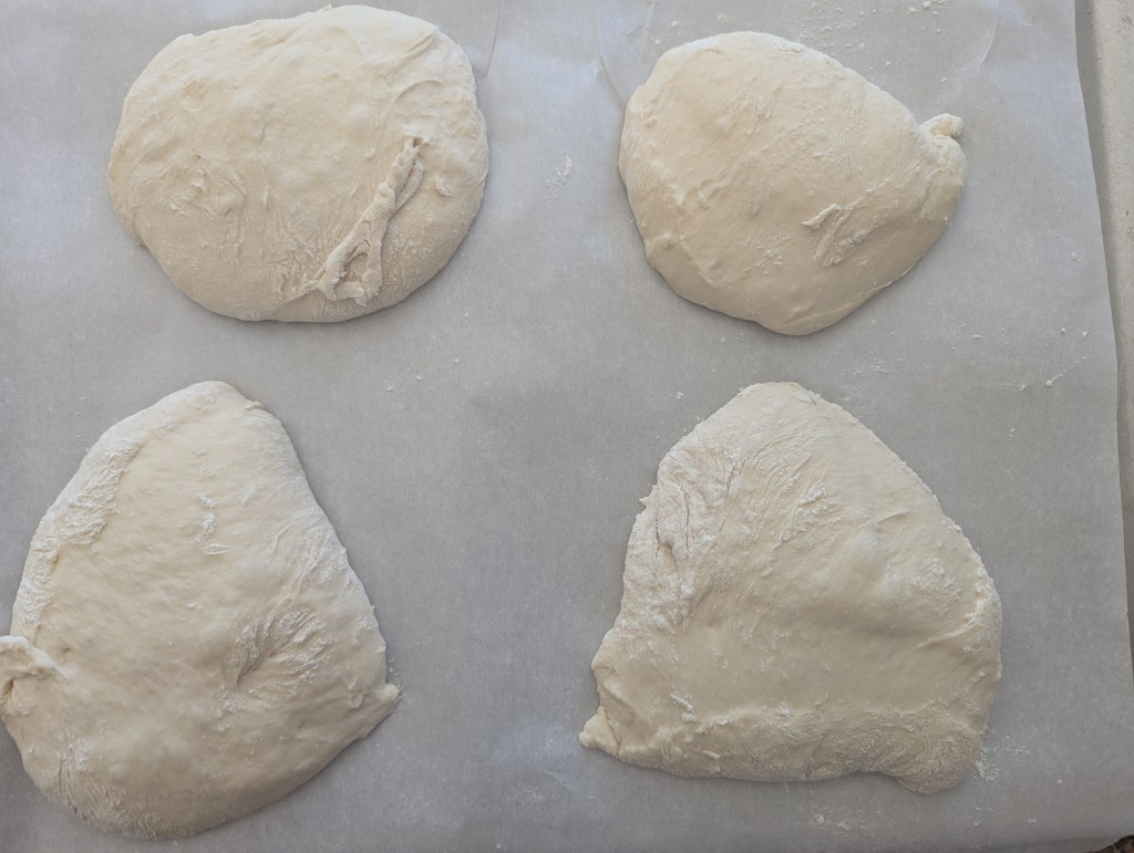 Sourdough ciabatta bread before baking