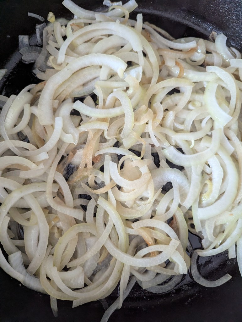 Sauteing onions for a Philly cheesesteak recipe