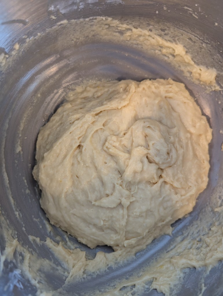 Sourdough discard blueberry muffin batter