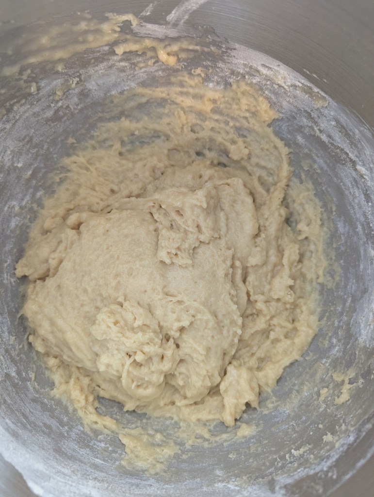 Mixed dough for strawberry sourdough bread