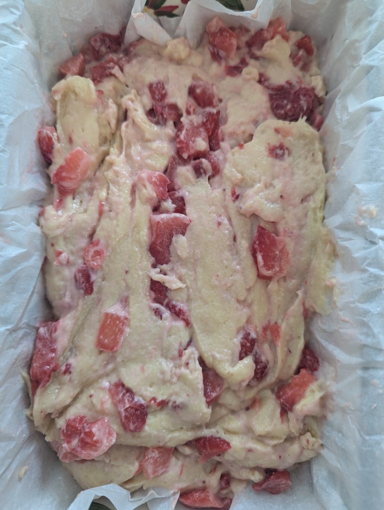 Strawberry sourdough bread before baking