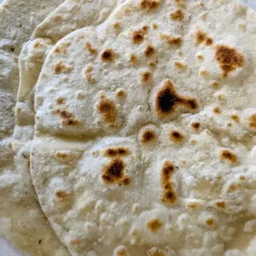 Aerial shot of sourdough tortillas
