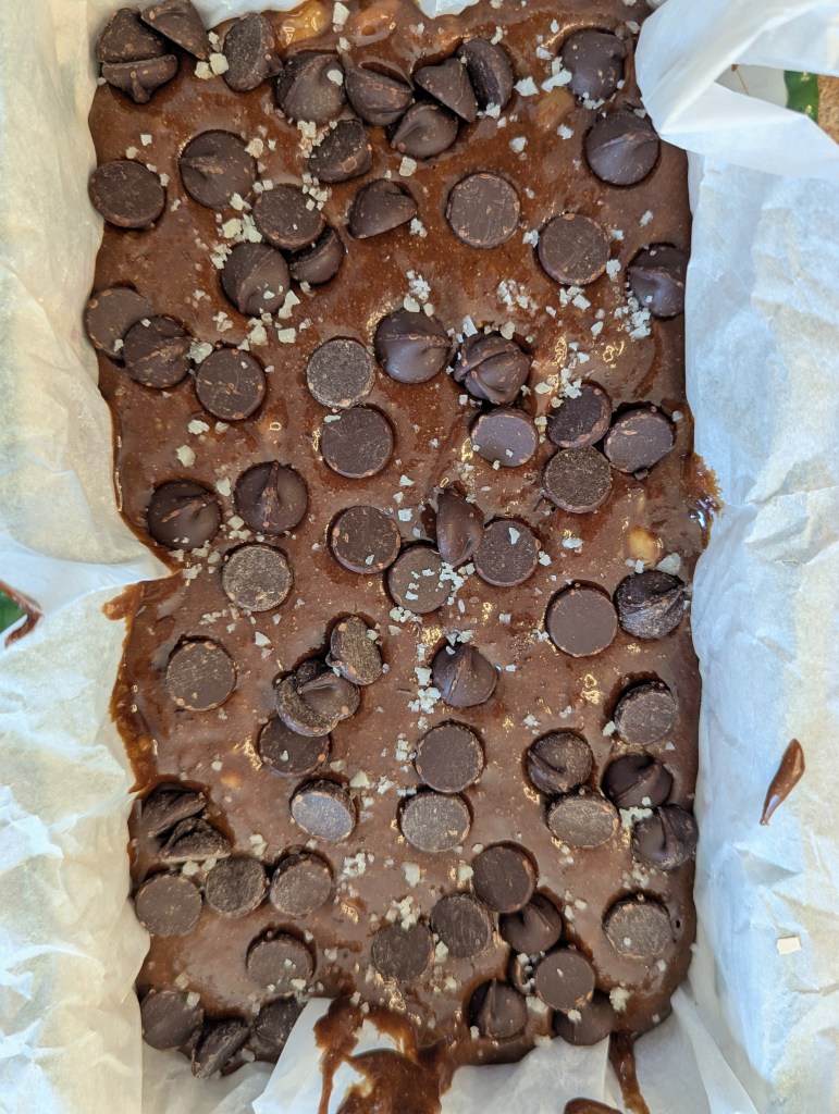 Gluten free chocolate banana bread before baking
