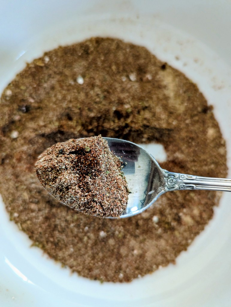 Aerial shot of homemade taco seasoining recipe