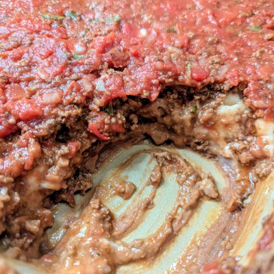 Taco casserole recipe, sliced