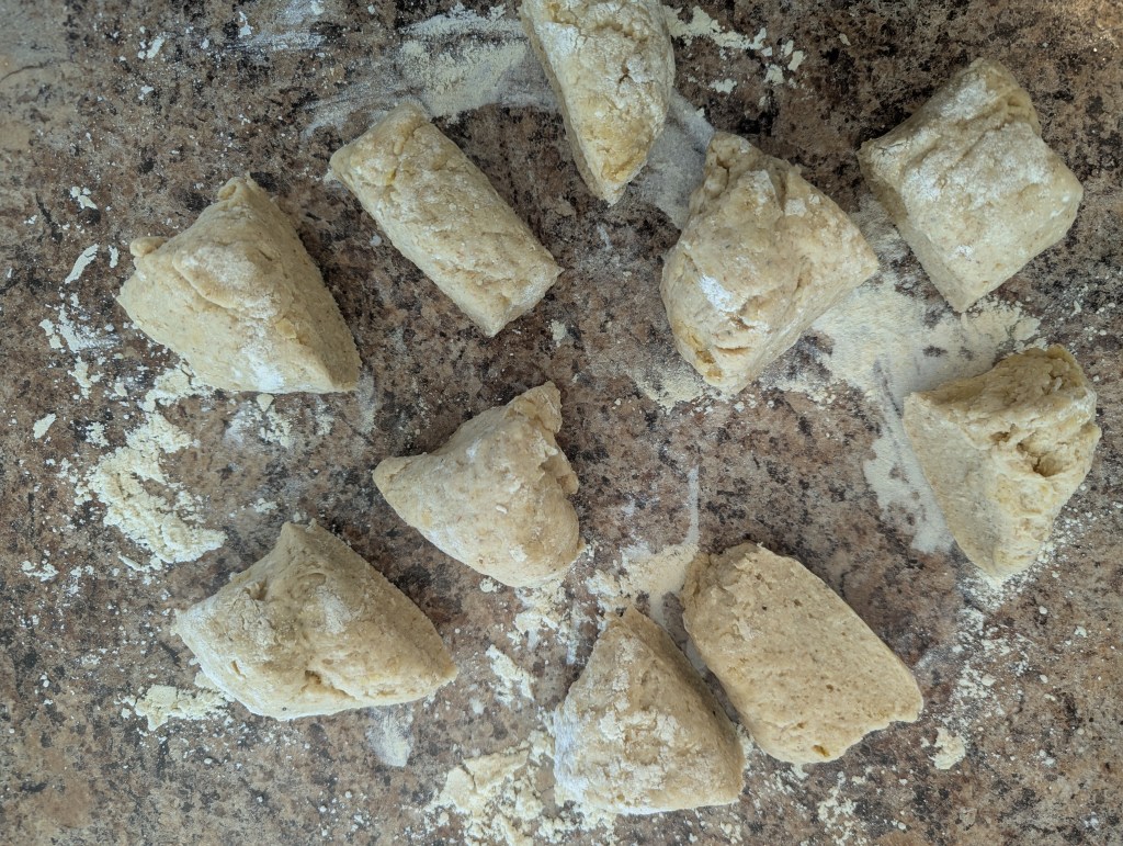 Dividing gluten free flour tortilla dough