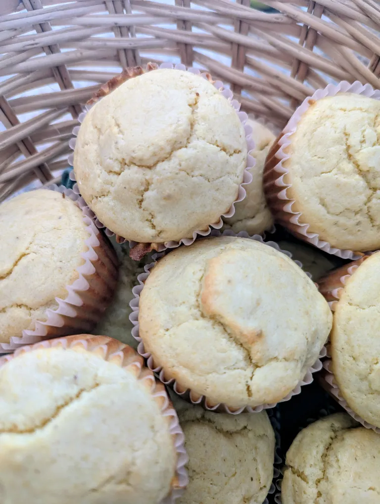 Sourdough cornbread in a basket