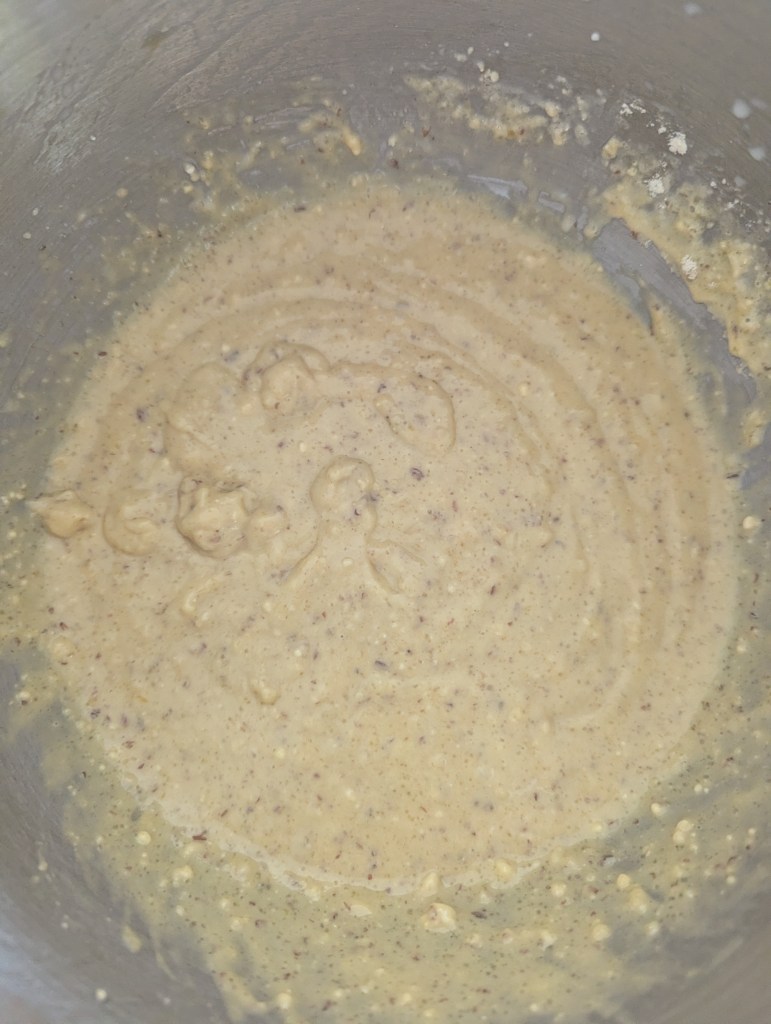 Einkorn blueberry muffin batter before adding blueberries