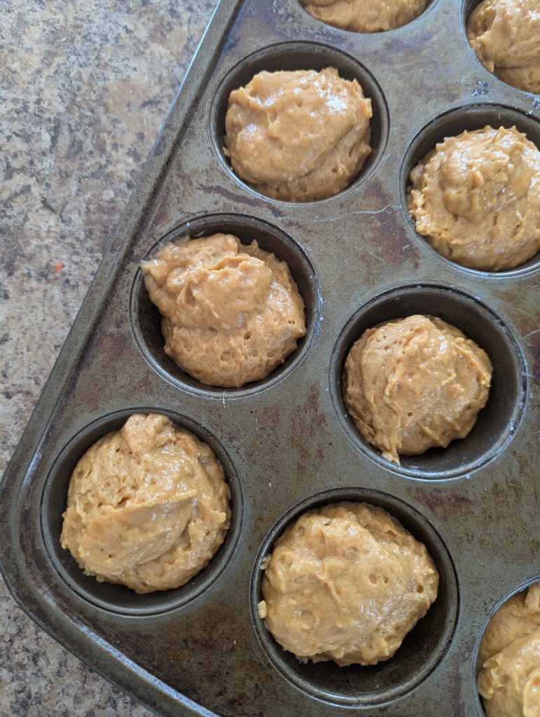 Sourdough pumpkin muffins before baking