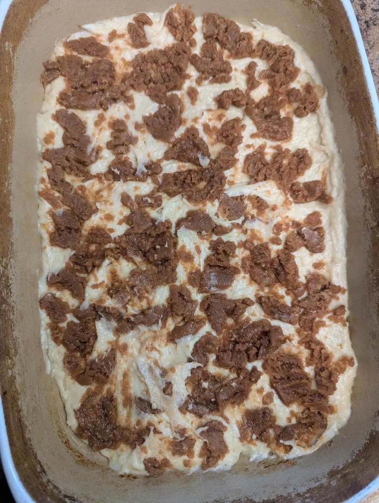 Sourdough discard coffee cake before baking